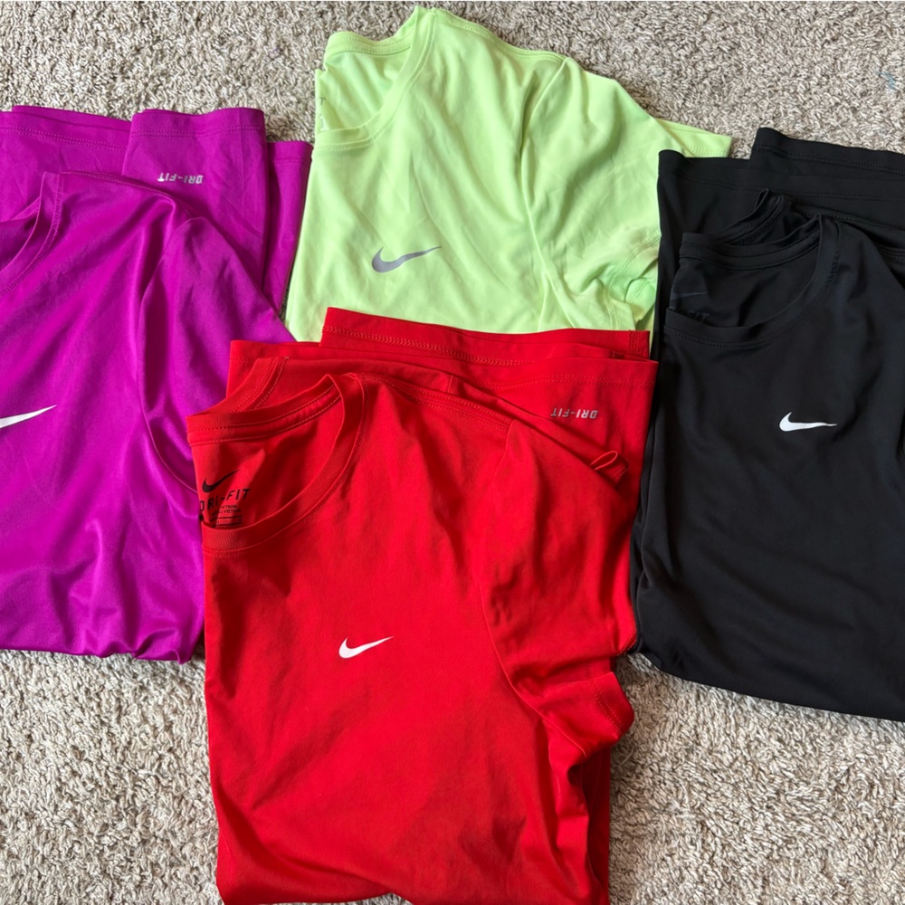 Nike Performance Shirt Set in Black, Lime, Red, and Purple